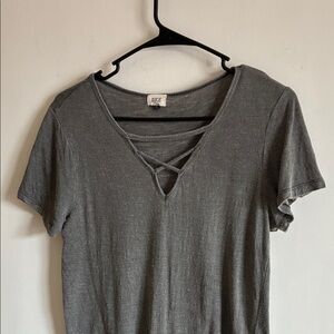 BKE Charcoal Short Sleeve V-Neck Tee